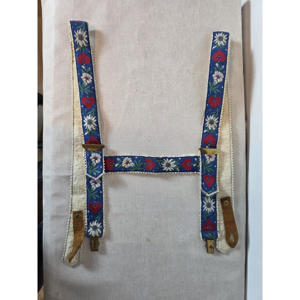 Antique Suspenders Kid's Child's Swiss or German‎ Style 1940s